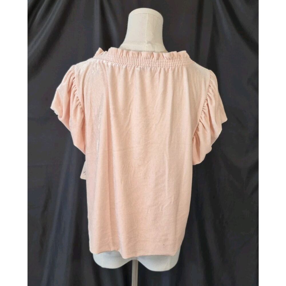 Free People Terese Pink Velvet Flutter Top New W Tag Small Flirty - Picture 8 of 10